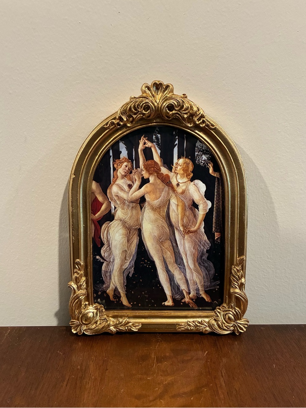 Botticelli Three Graces Ornate 6x8.5 Ornate Gold Framed Art Primavera Wall Art